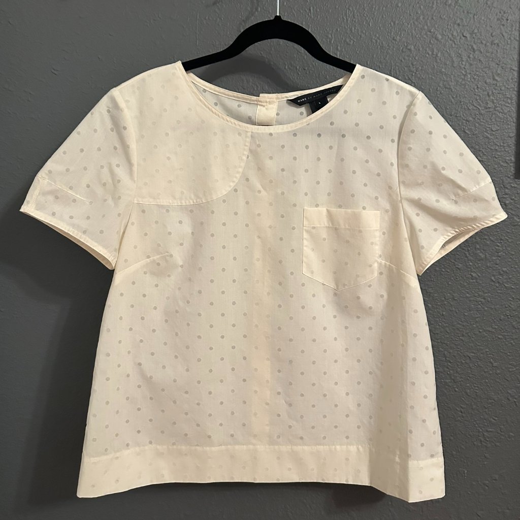 Marc By Marc Jacobs Vintage Off White Polka-Dot Blouse - Size L